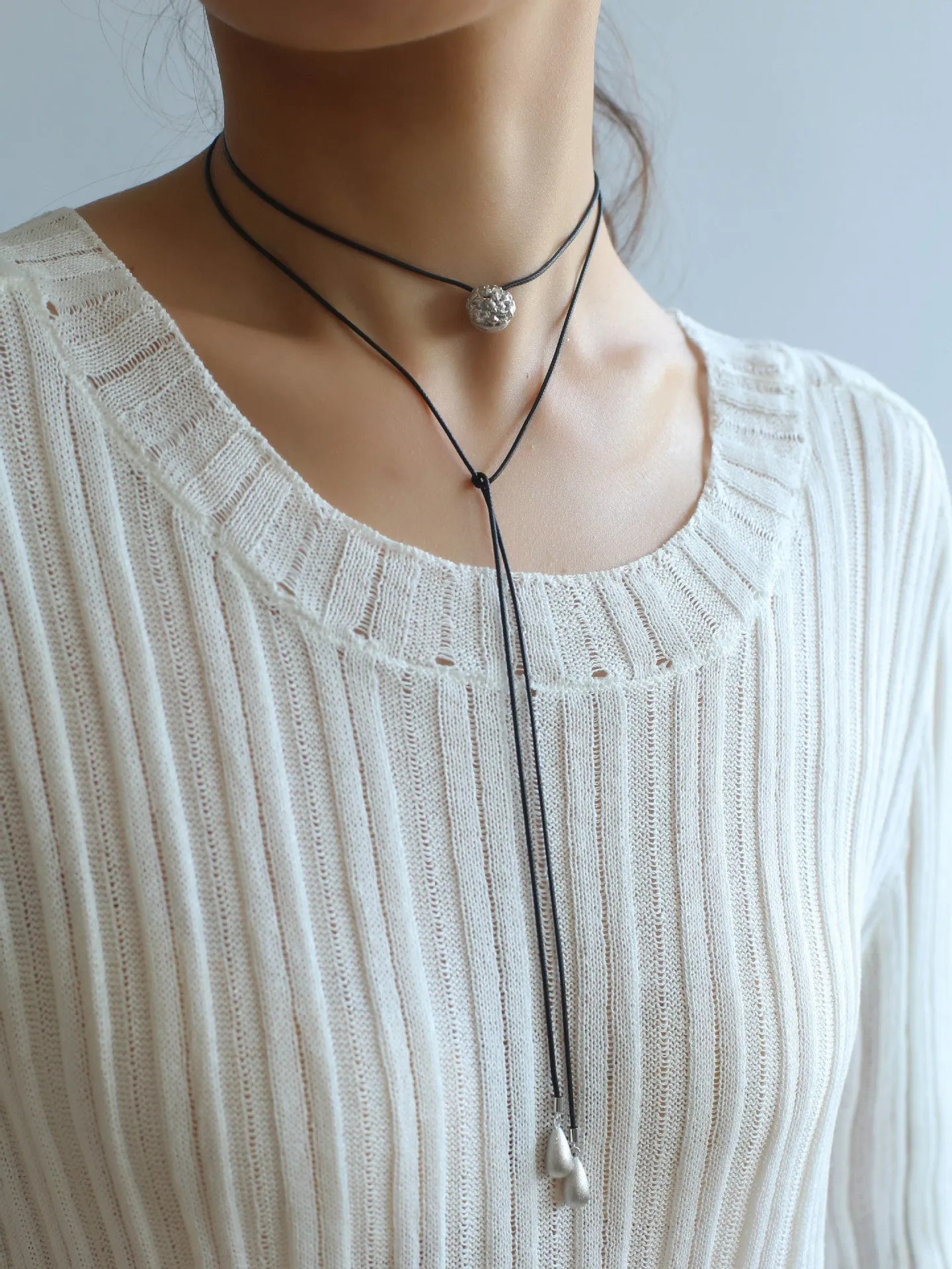 Carat Series Black Leather Cord Carat Pendant Necklace