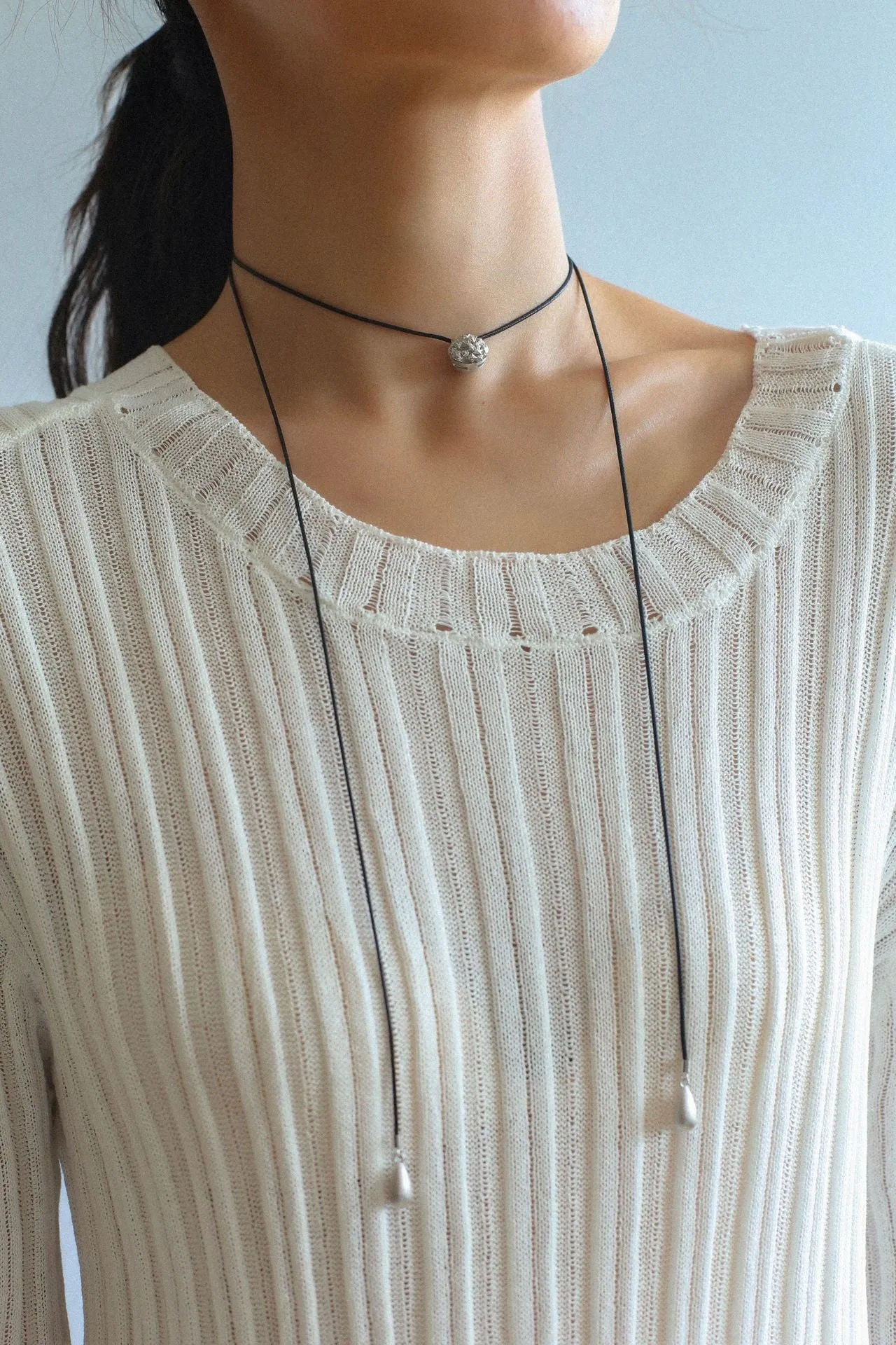 Carat Series Black Leather Cord Carat Pendant Necklace