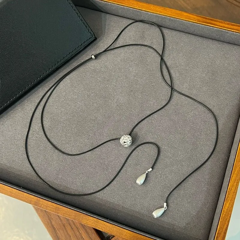 Carat Series Black Leather Cord Carat Pendant Necklace