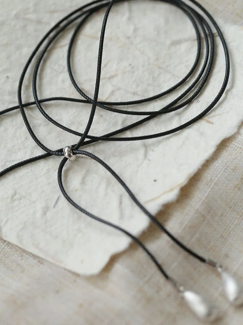 Carat Series Black Leather Cord Carat Pendant Necklace