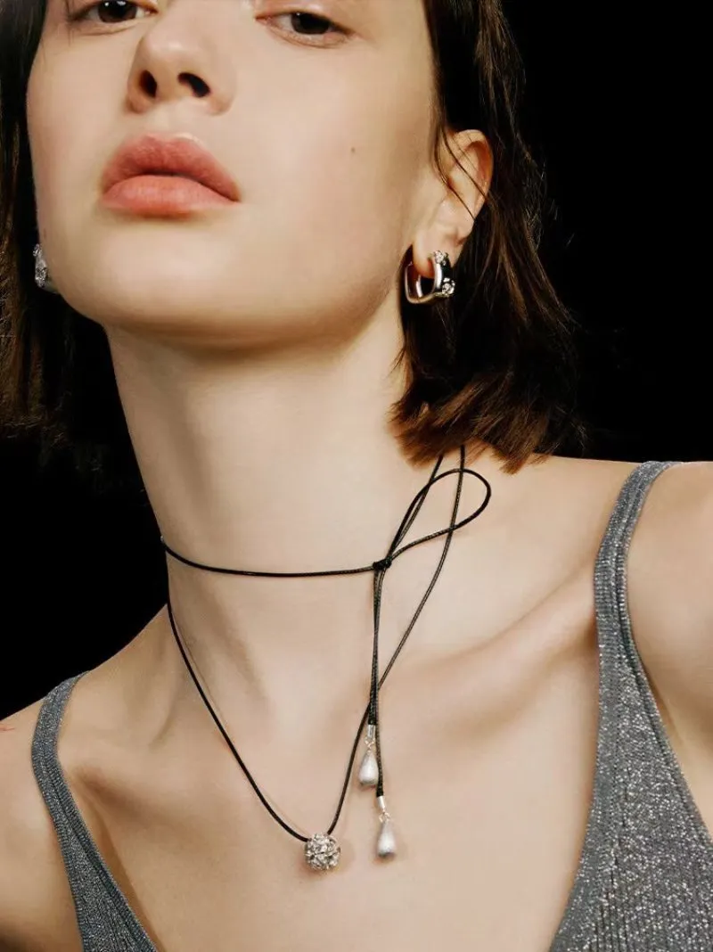 Carat Series Black Leather Cord Carat Pendant Necklace