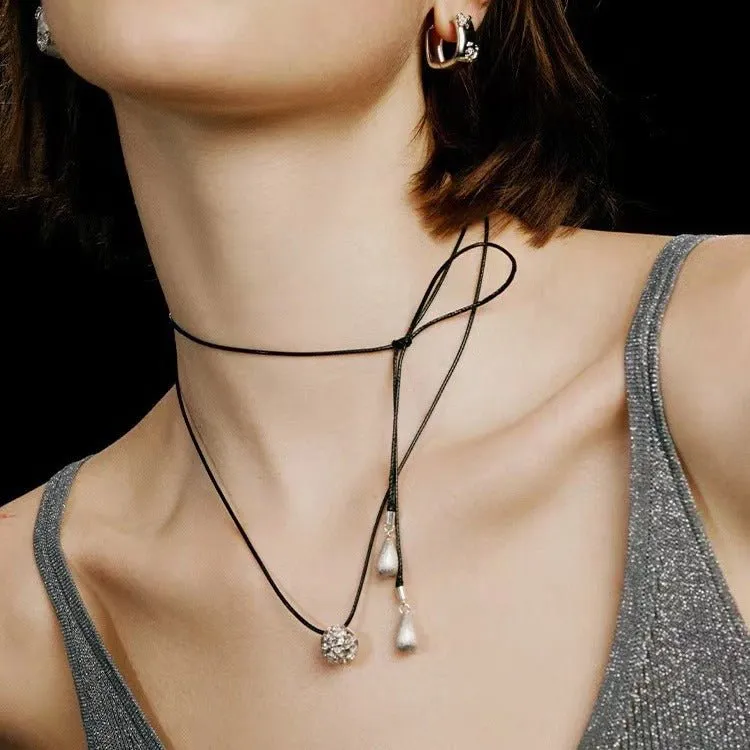 Carat Series Black Leather Cord Carat Pendant Necklace