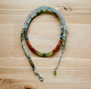 Carnelian Peridot Moonstone Labradorite 4-5 mm Beaded Necklace