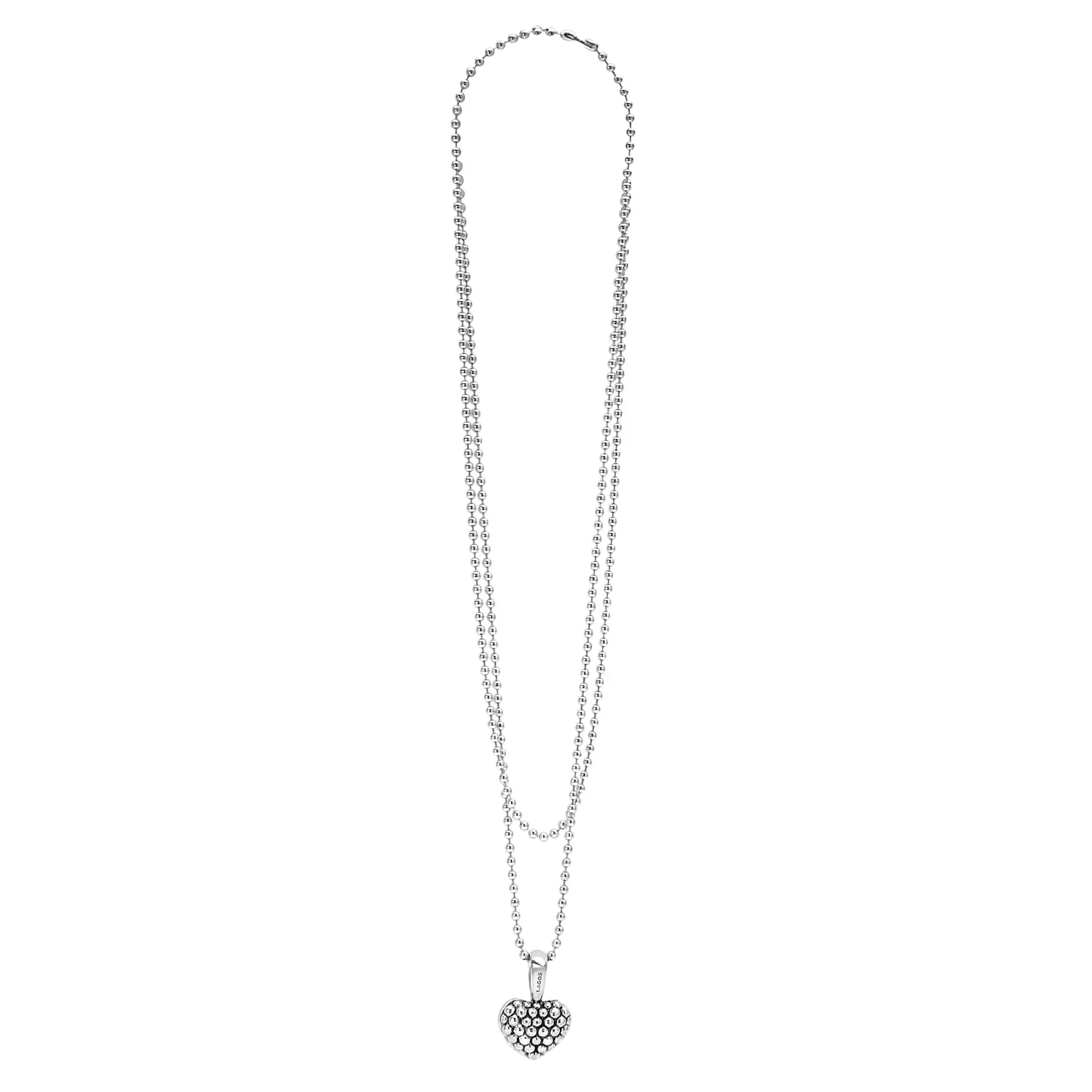 Caviar Beaded Heart Pendant Necklace