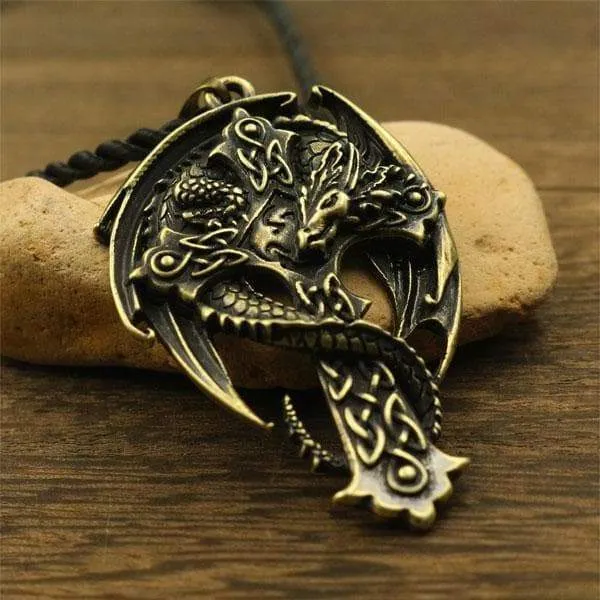 Celtic Cross with Guardian Dragon Necklace