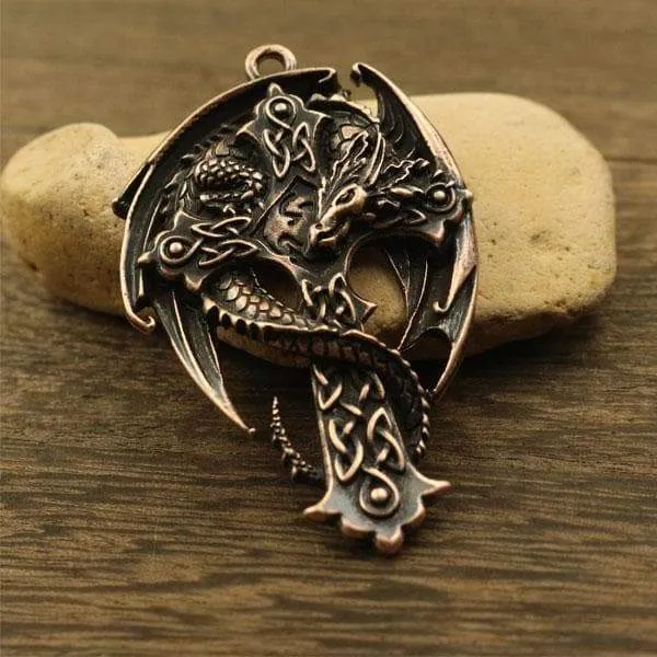 Celtic Cross with Guardian Dragon Necklace