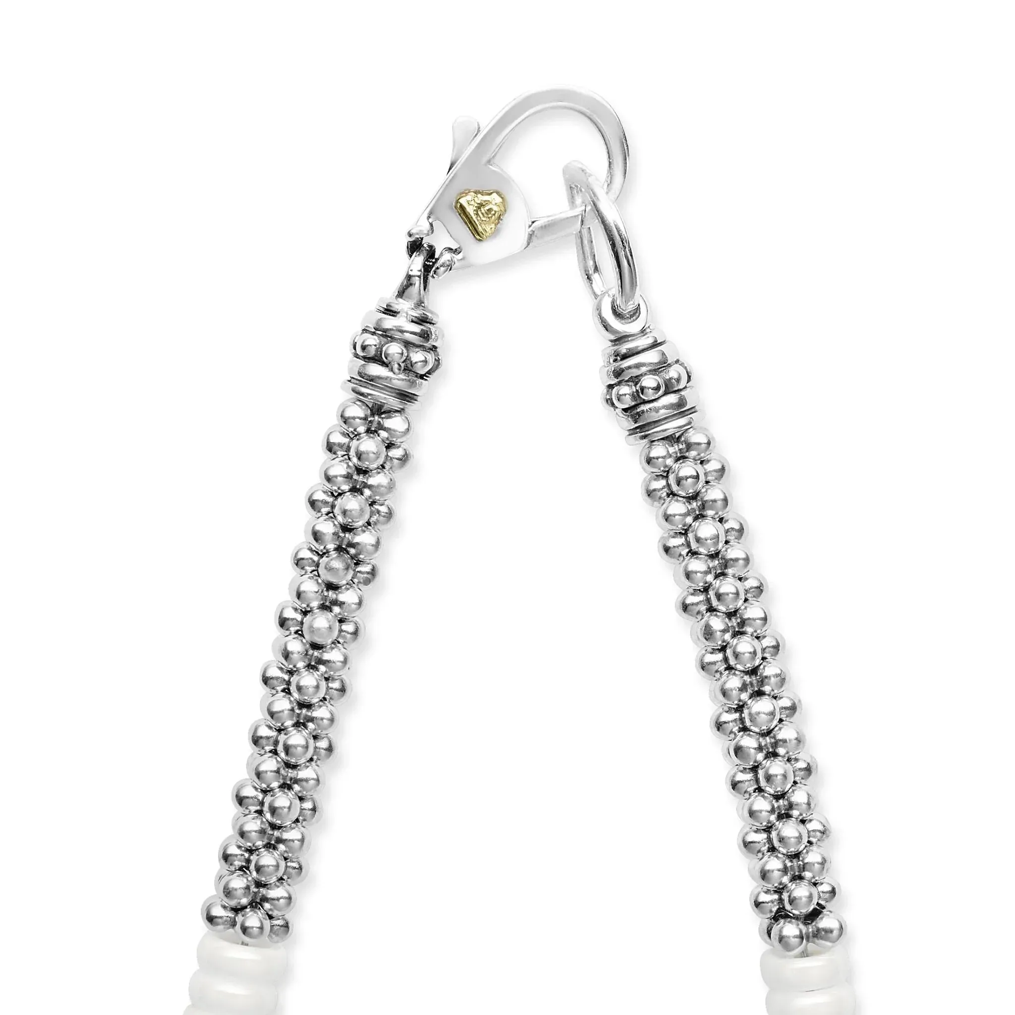 Ceramic Three Bead Station Caviar Necklace