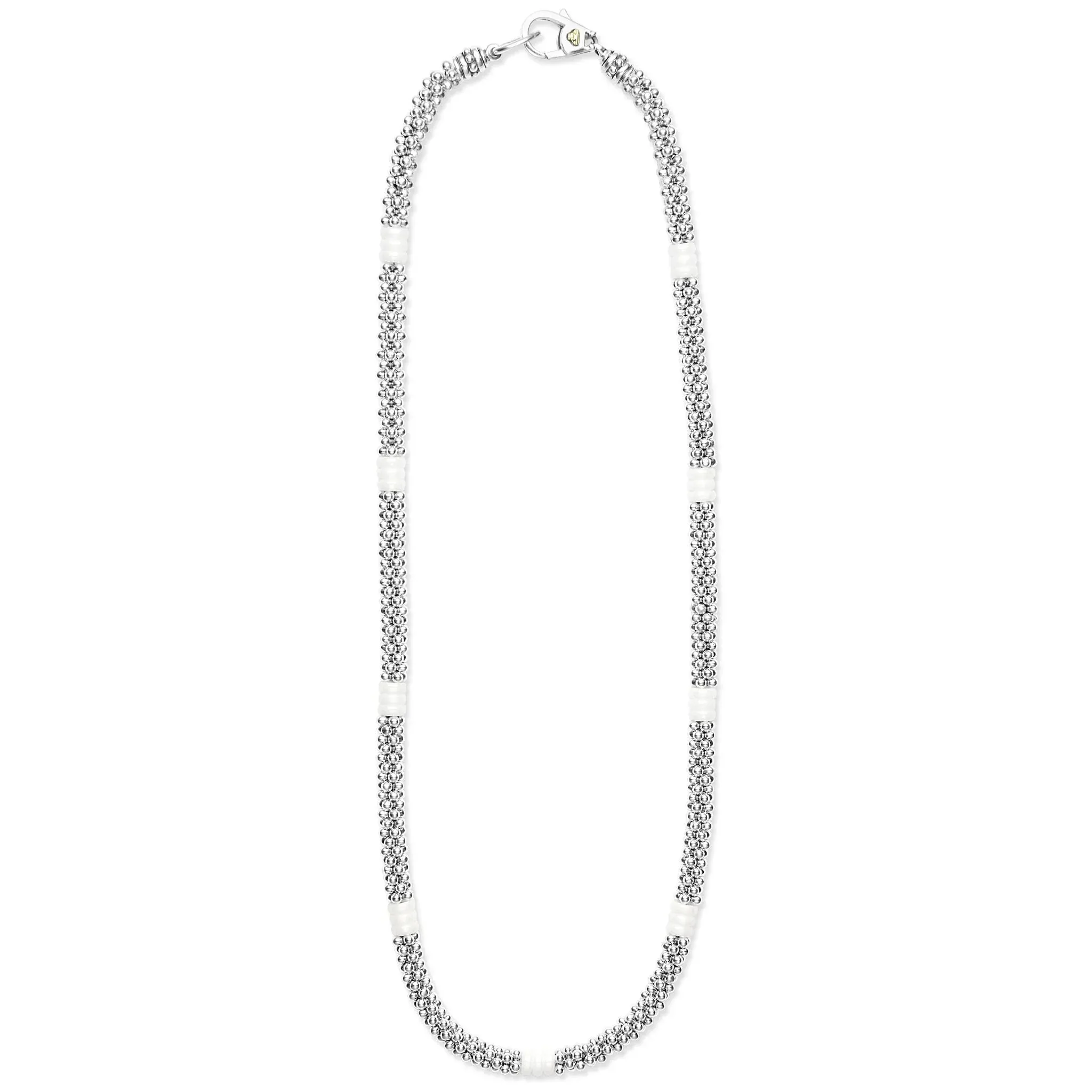 Ceramic Three Bead Station Caviar Necklace