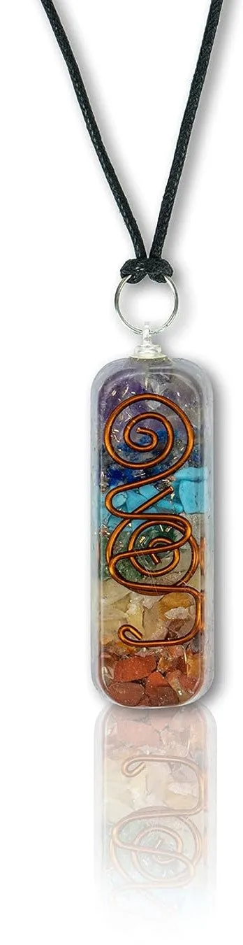 Chakra Orgonite Pendant Necklace with Cord
