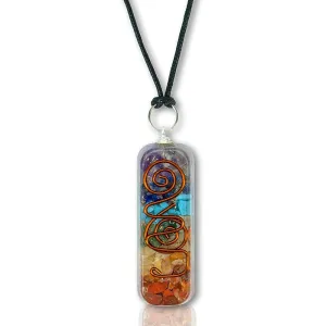 Chakra Orgonite Pendant Necklace with Cord