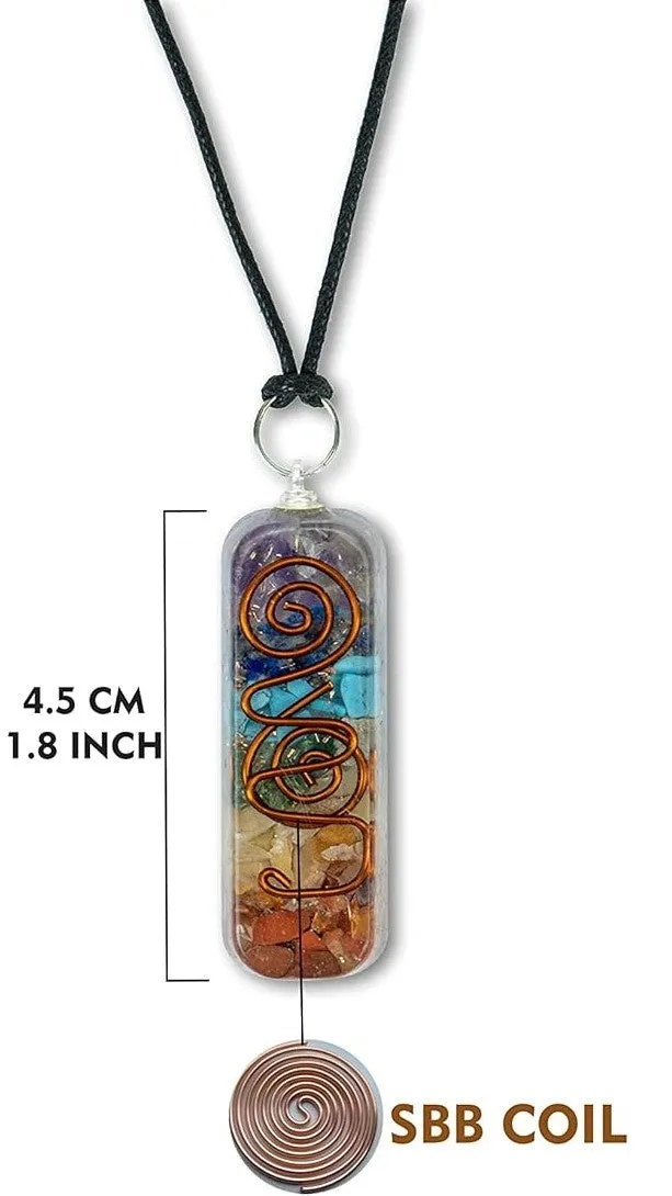 Chakra Orgonite Pendant Necklace with Cord