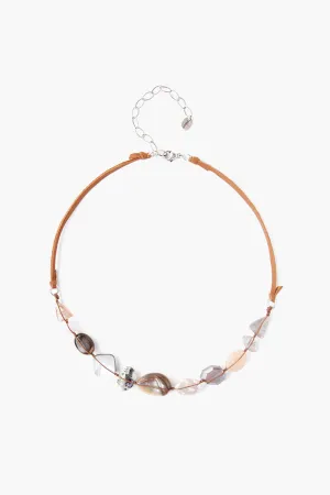 Chan Luu leather with semi precious stones necklace
