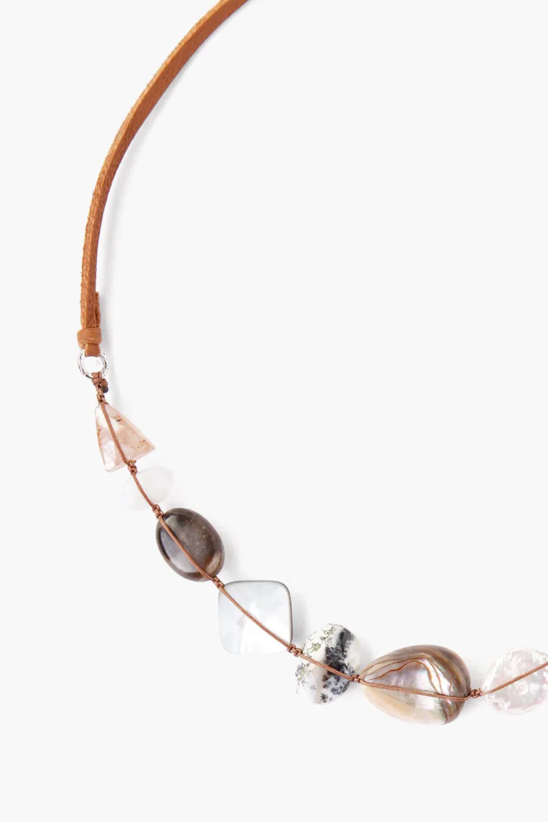 Chan Luu leather with semi precious stones necklace