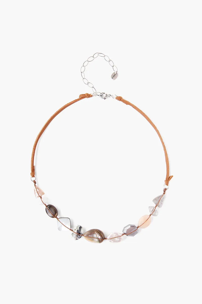Chan Luu leather with semi precious stones necklace