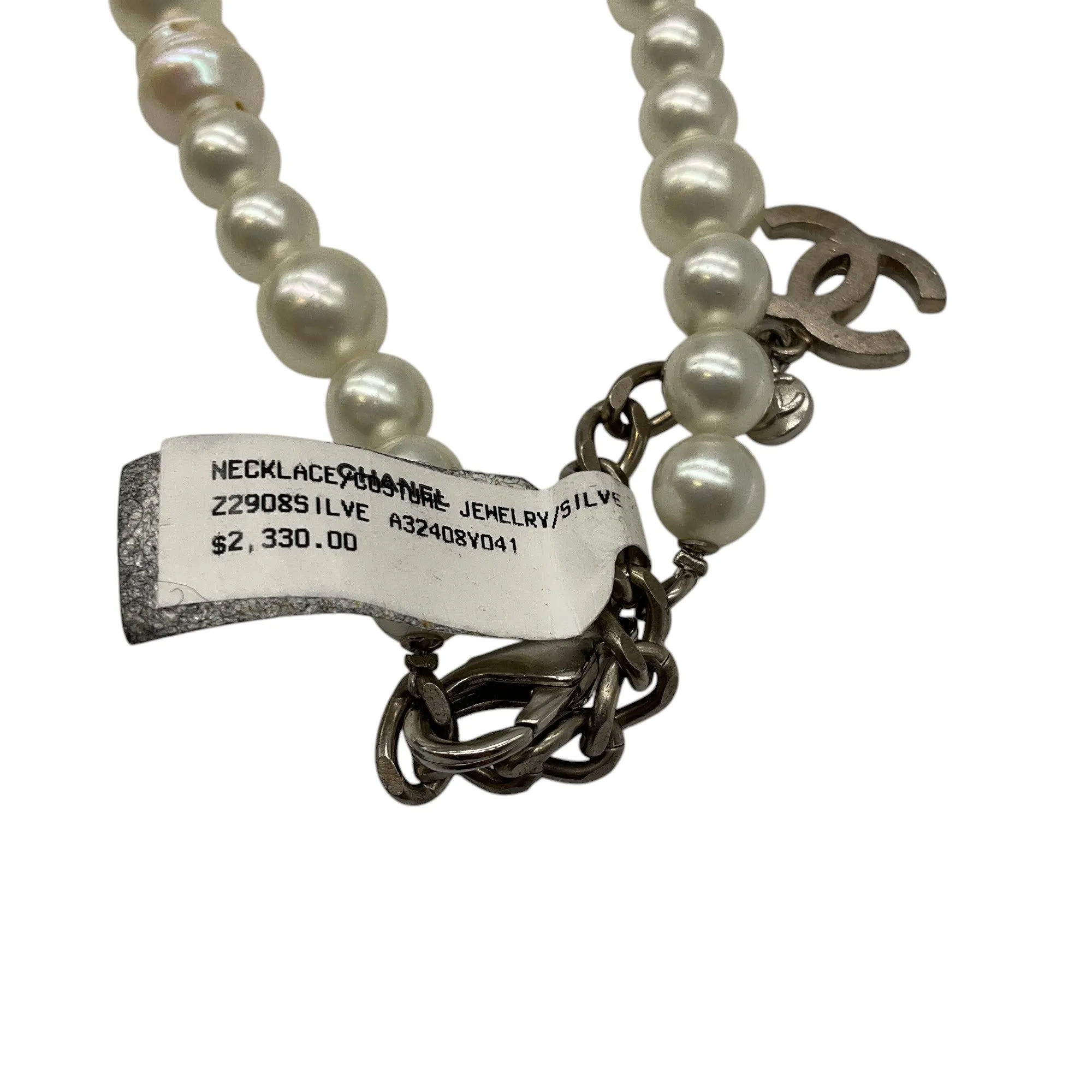 Chanel Pearl 2006 CC Logo Crystal Embellished Strass Necklace