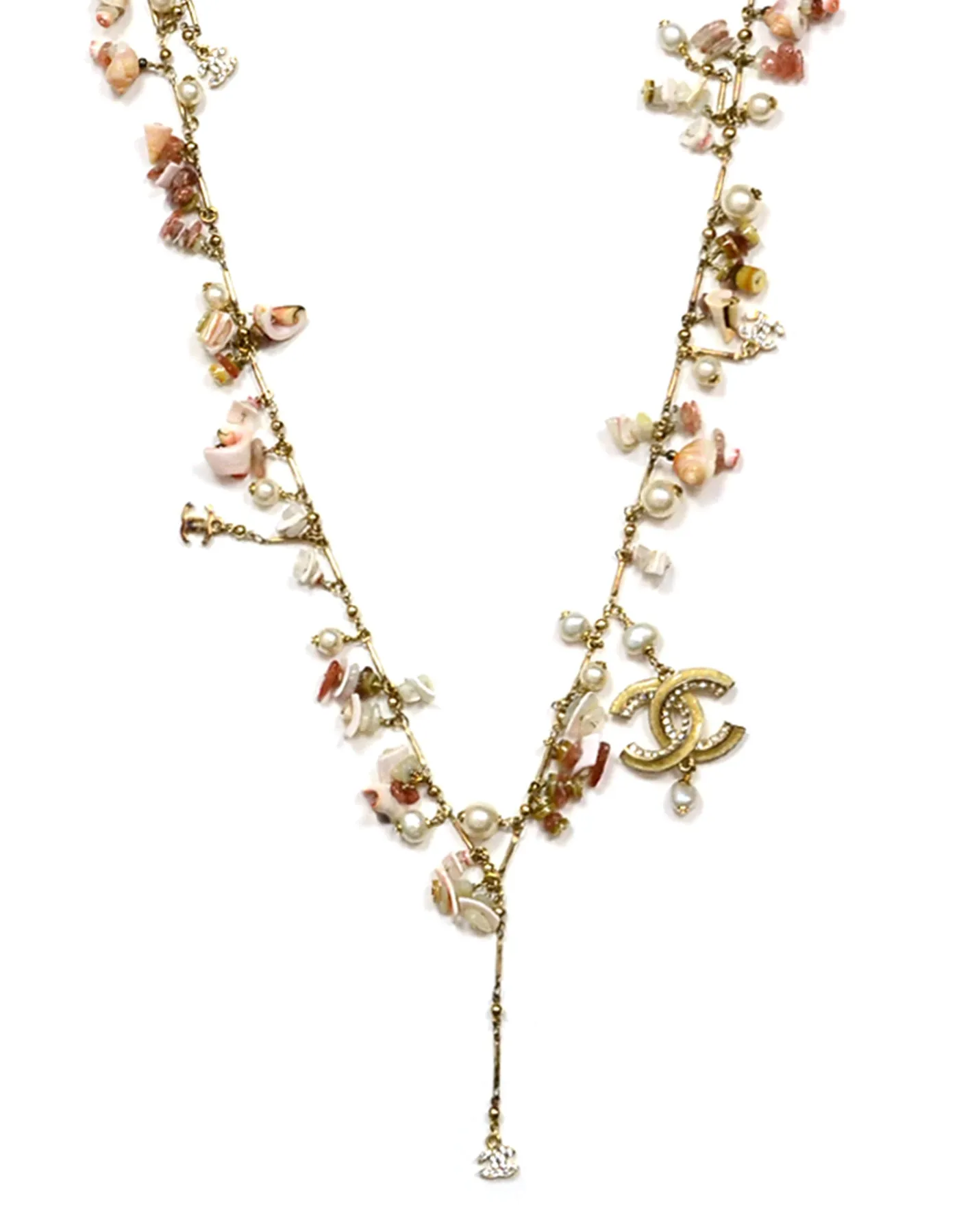 Chanel Seashell & Faux Pearl Necklace Belt