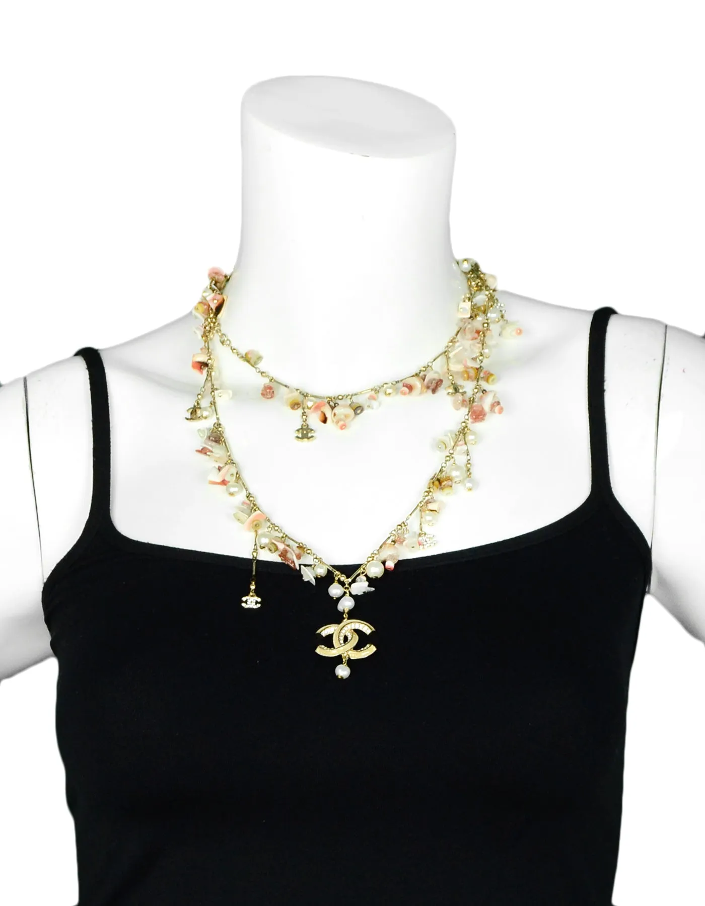 Chanel Seashell & Faux Pearl Necklace Belt