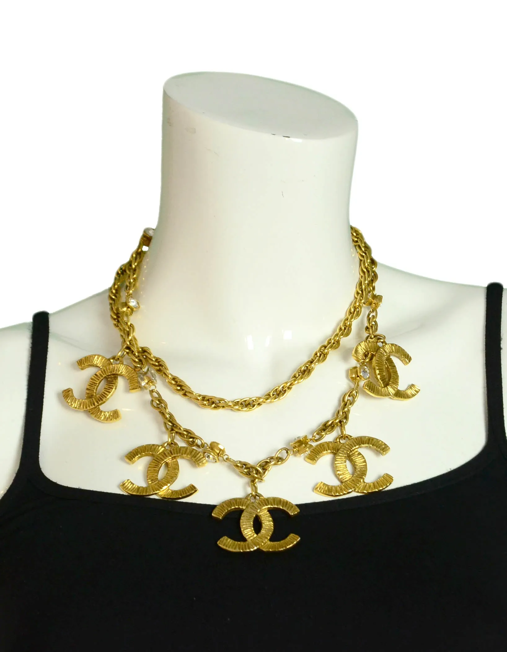 Chanel Vintage Goldtone CC Charm Necklace
