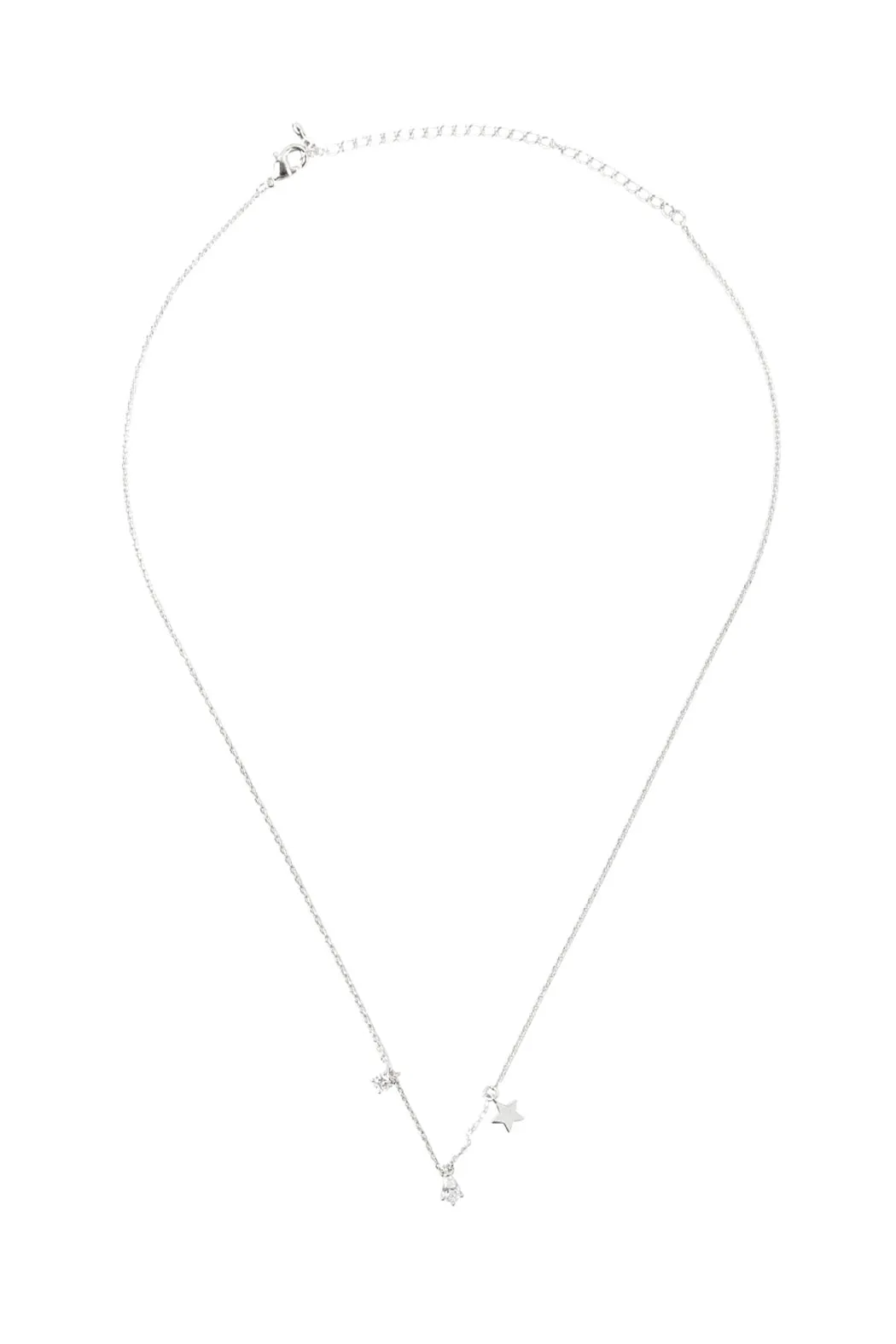 Charm Star Rhinestone Chain Necklace Silver Crystal - Pack of 6
