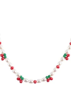 CHERRY & PEARL BEADED NECKLACE