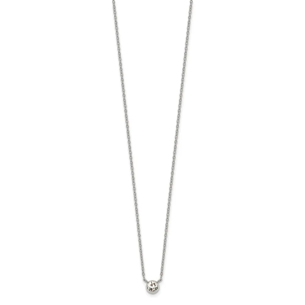 Chisel Stainless Steel Polished Glass Pendant on a 16 inch Cable Chain with a 2 inch Extension Necklace
