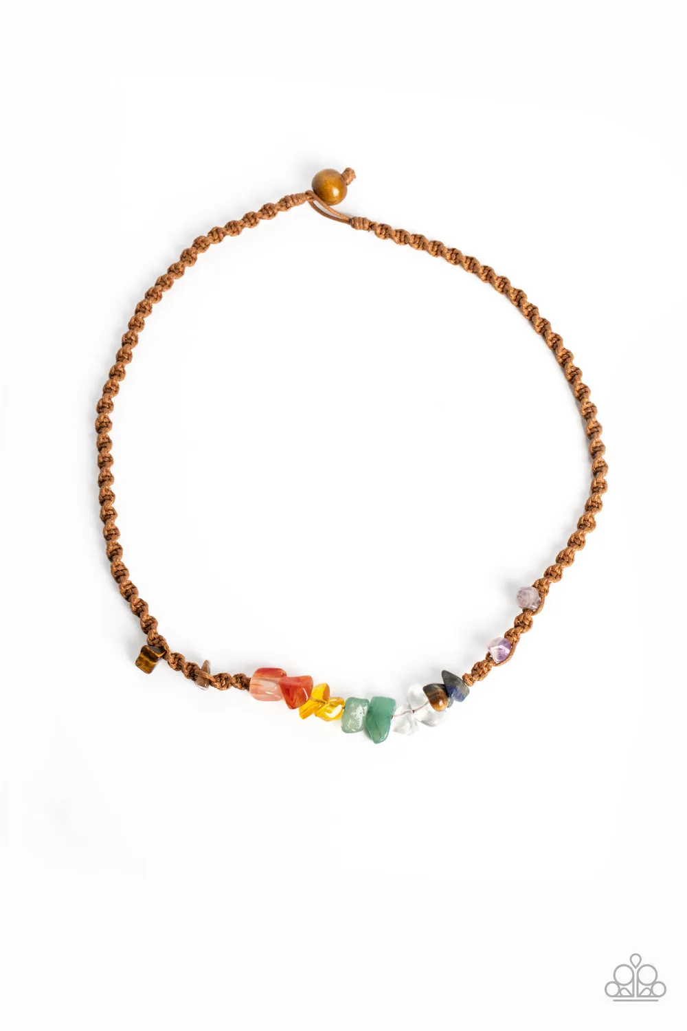 Chiseled Craving - Brown - Multicolored Stone Brown Cord Paparazzi Urban Necklace