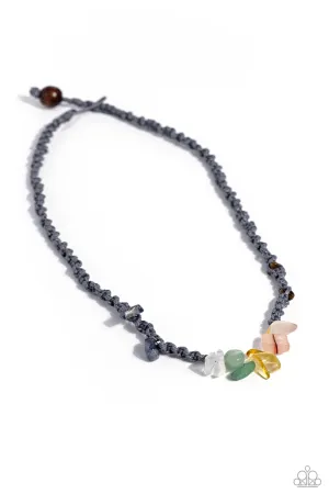 Chiseled Craving - Silver - Multicolored Stone Silver Cord Paparazzi Urban Necklace