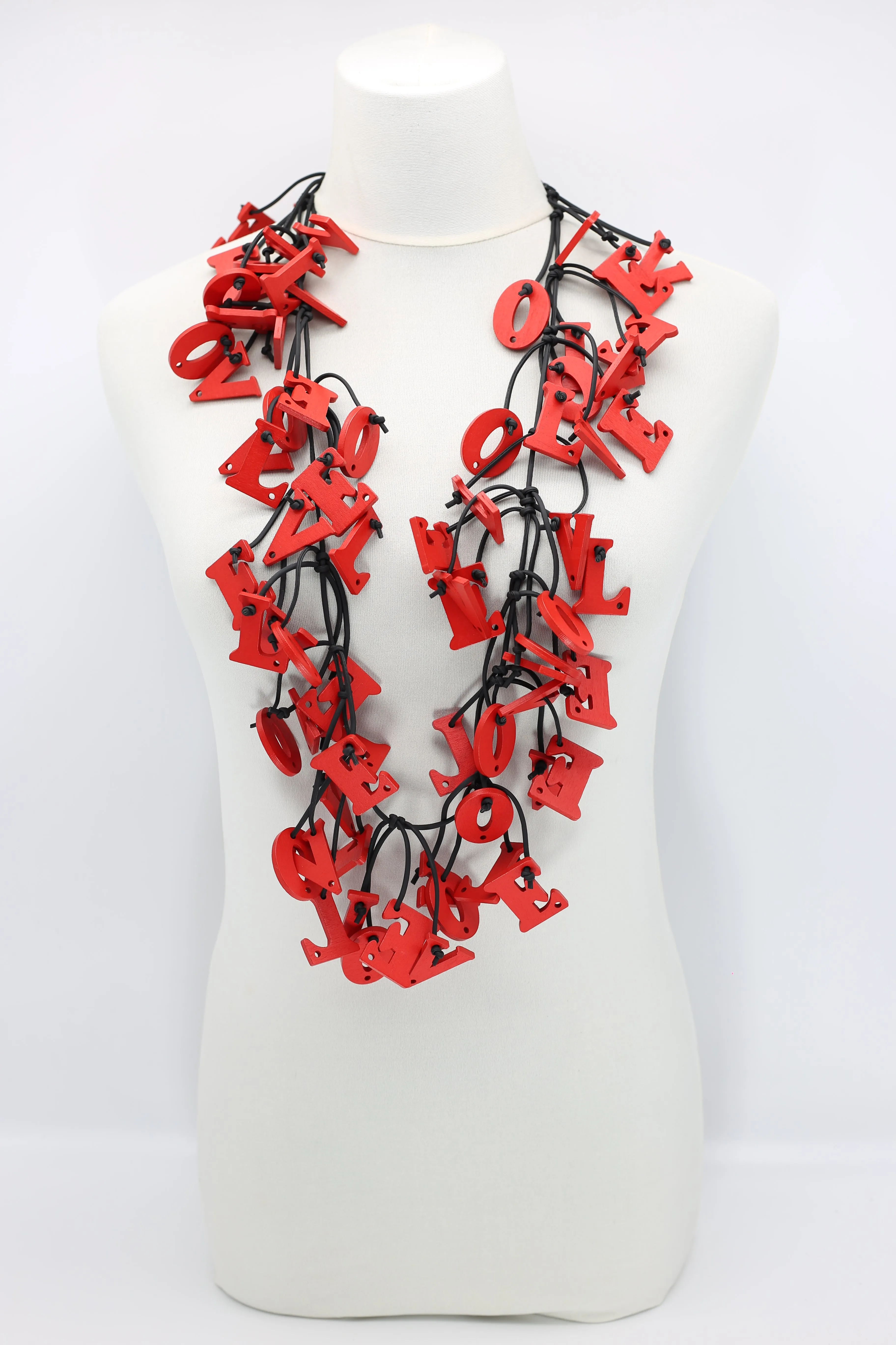 Christmas Collection Big LOVE & Beads Necklaces Set - Red/Black