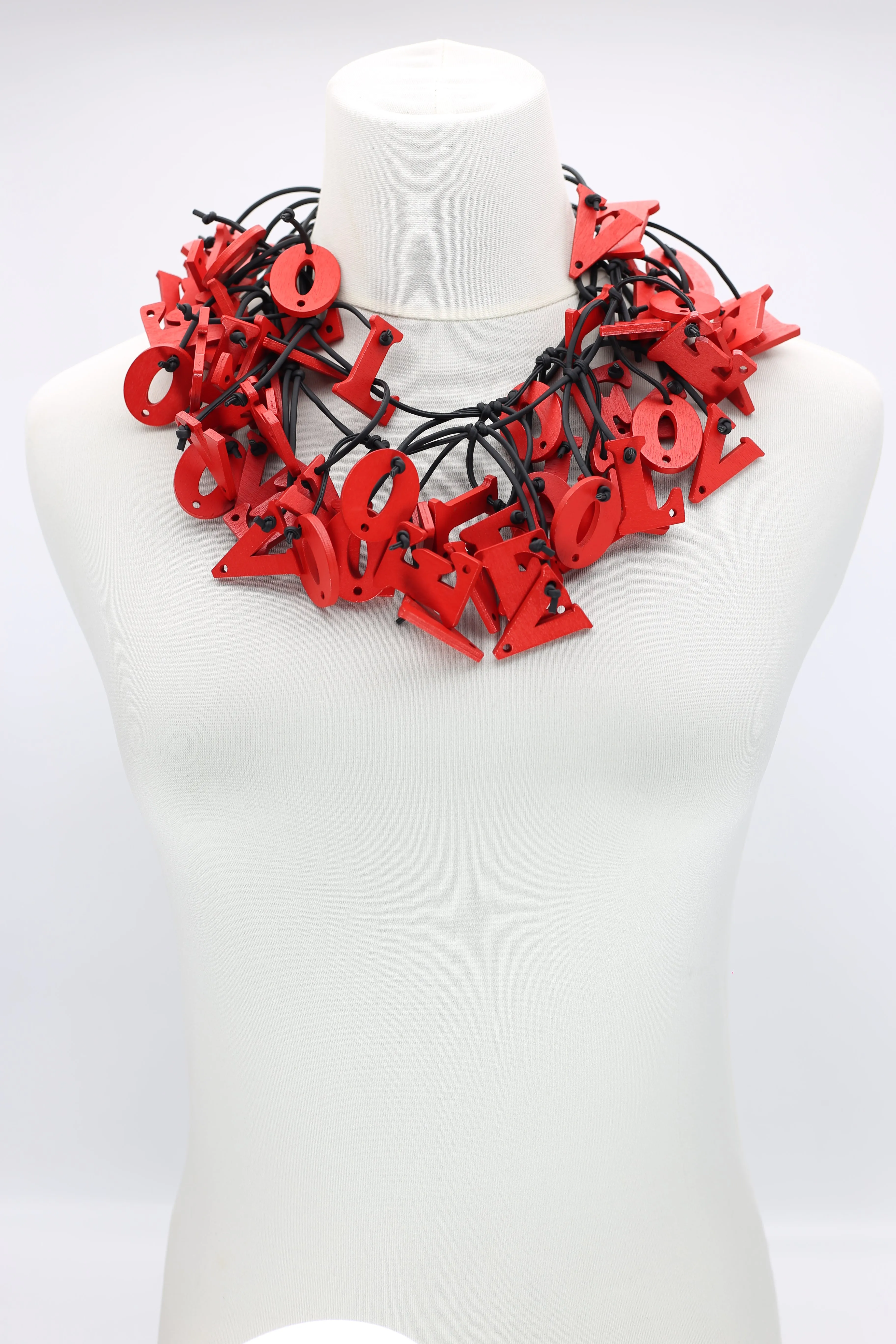Christmas Collection Big LOVE & Beads Necklaces Set - Red/Black
