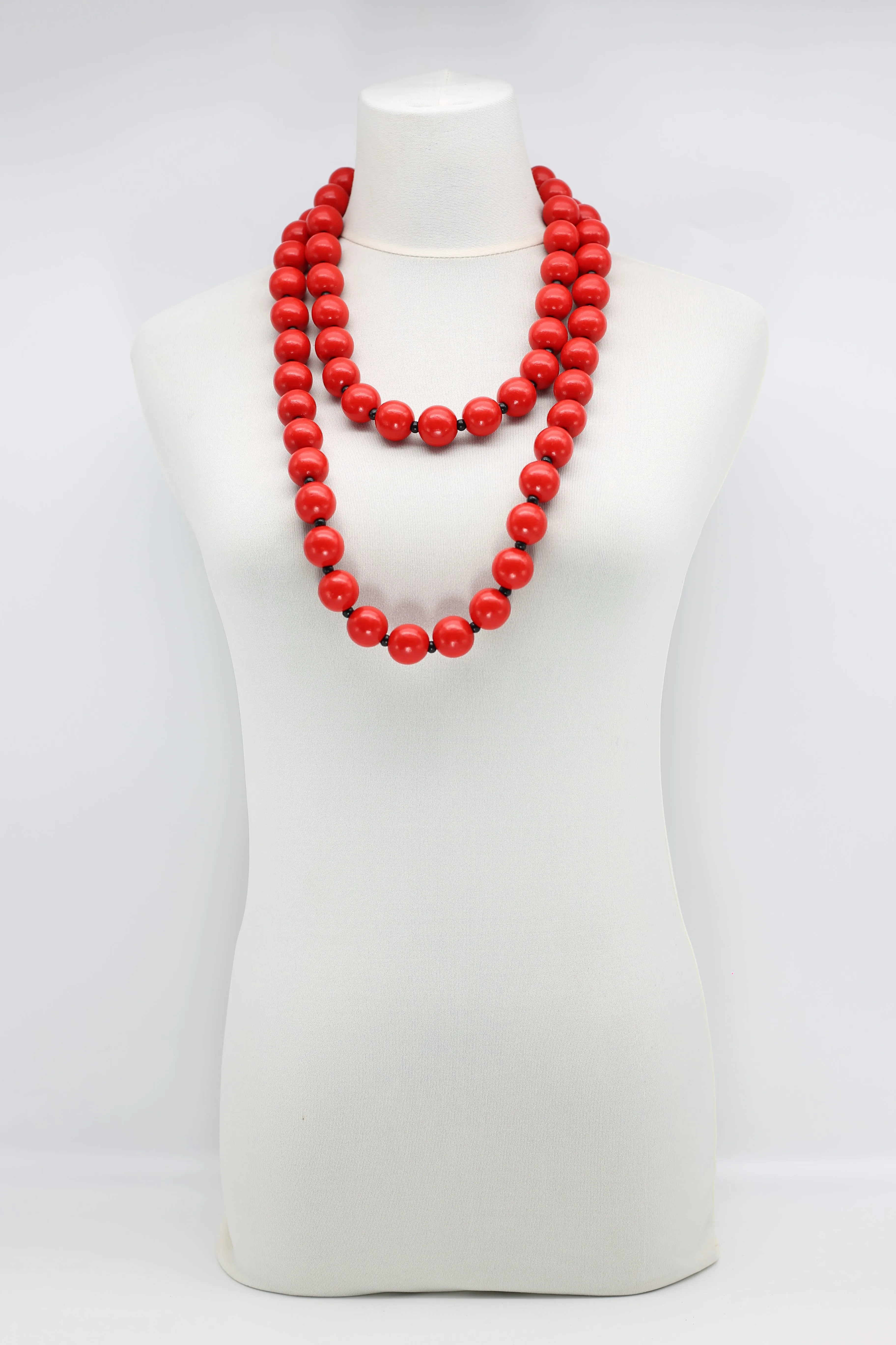 Christmas Collection Big LOVE & Beads Necklaces Set - Red/Black