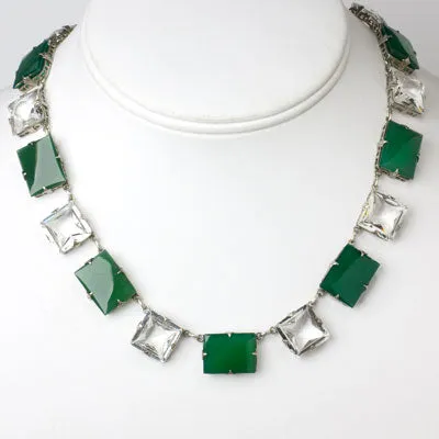 Chrysoprase & Crystal Chicklet Necklace