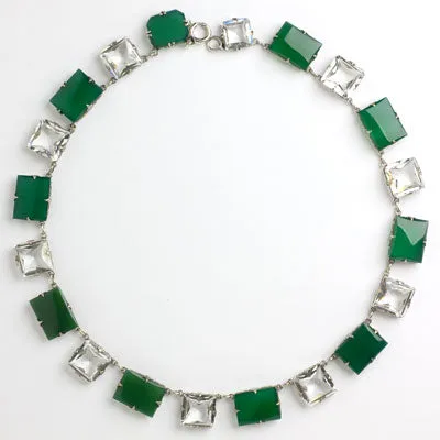 Chrysoprase & Crystal Chicklet Necklace