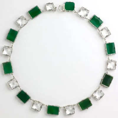 Chrysoprase & Crystal Chicklet Necklace