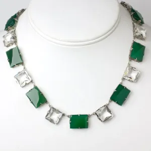 Chrysoprase & Crystal Chicklet Necklace