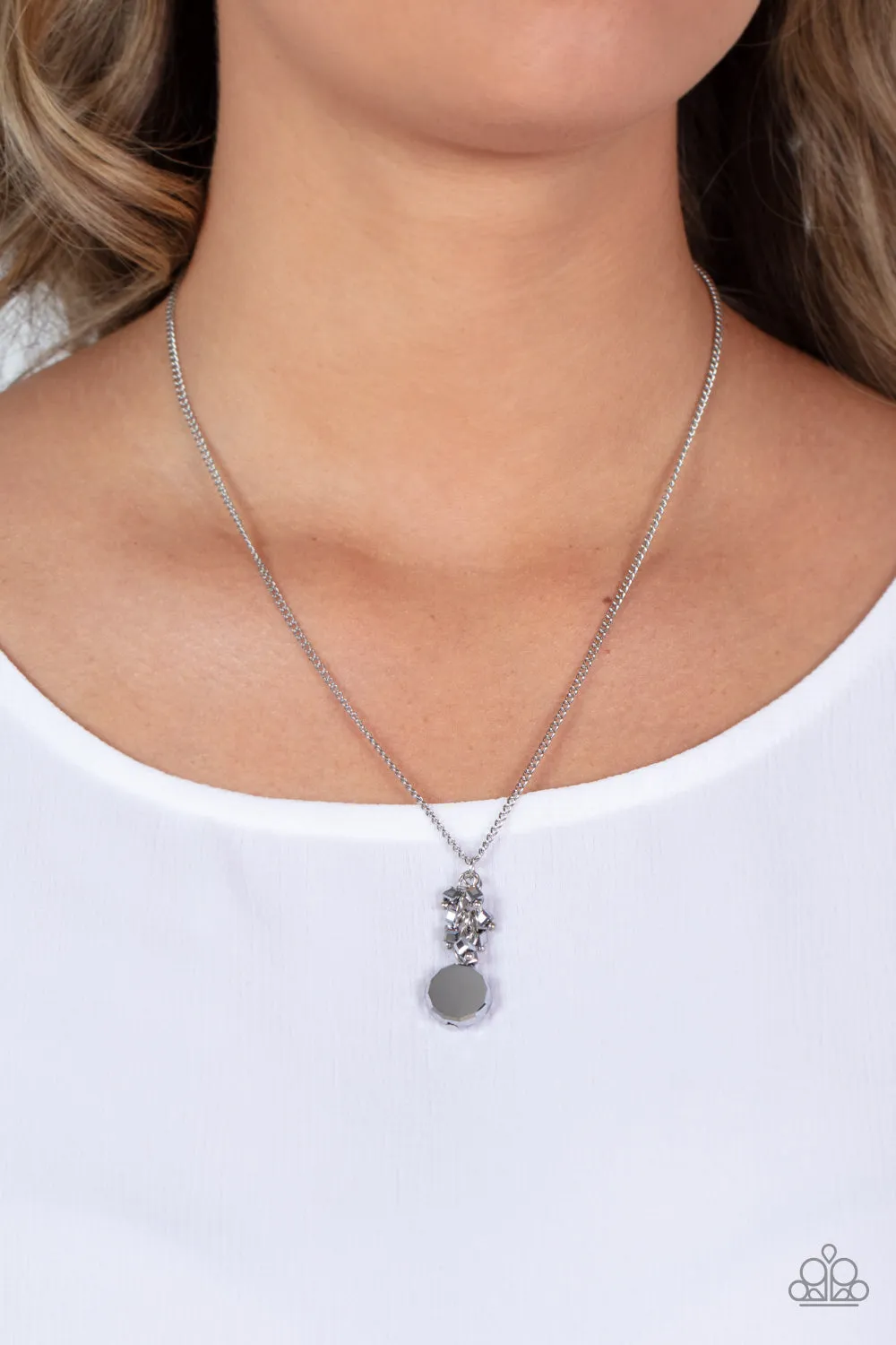Clustered Candescence - Silver (Hematite) Necklace