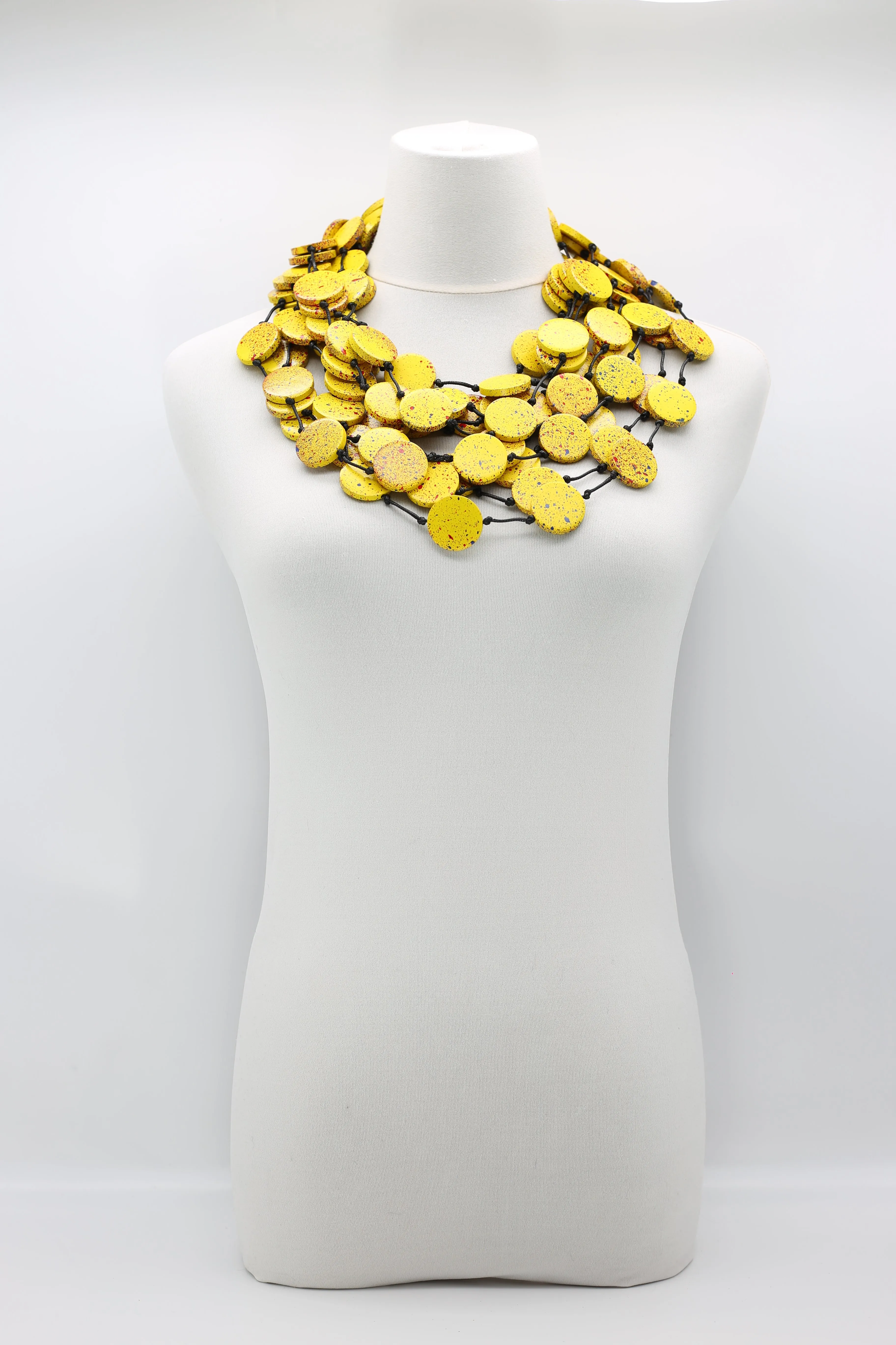COIN NECKLACES - HAND-PAINTED YELLOW GRAFFITI - LARGE