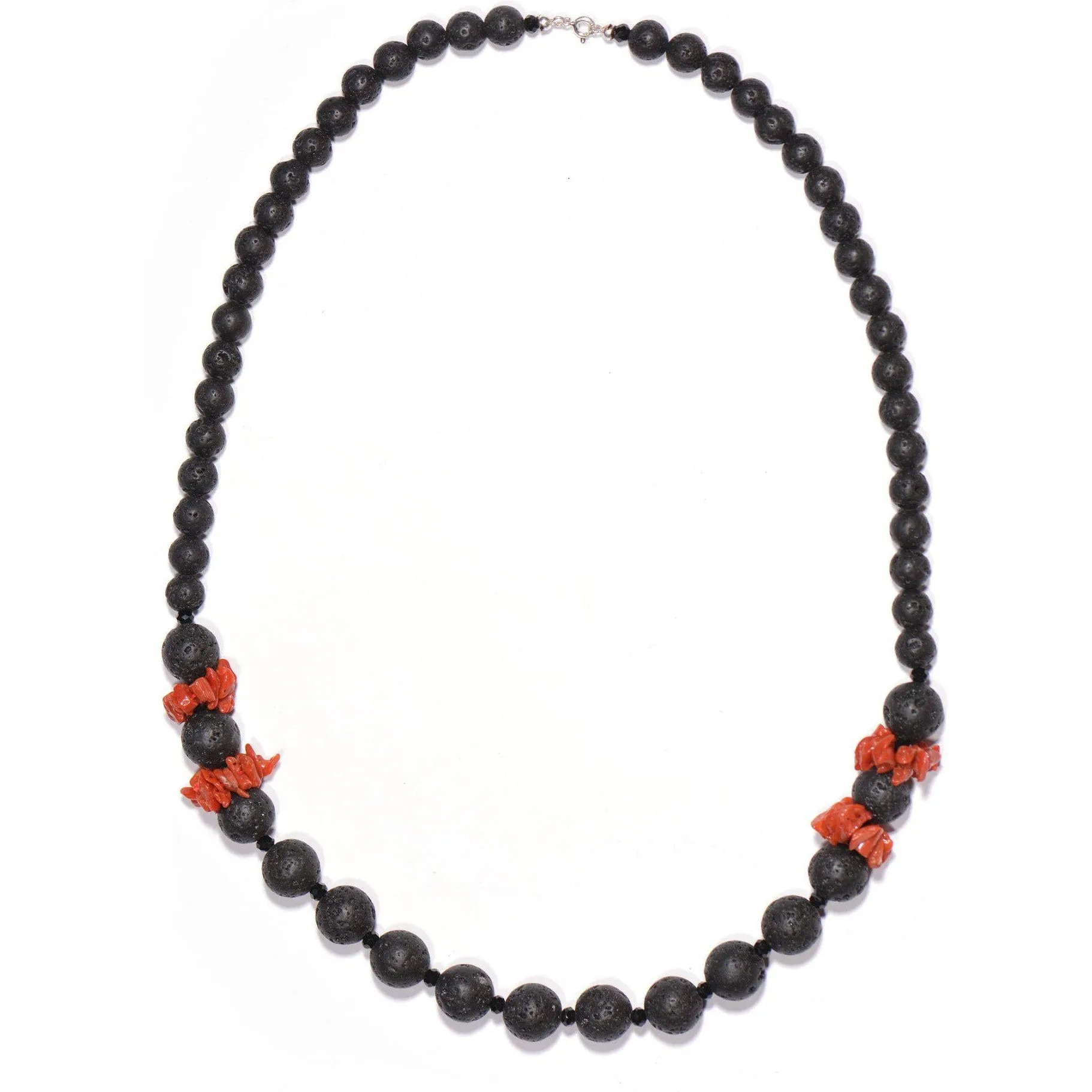 Collana con Pietra Lavica, Corallo rosso ed Onice