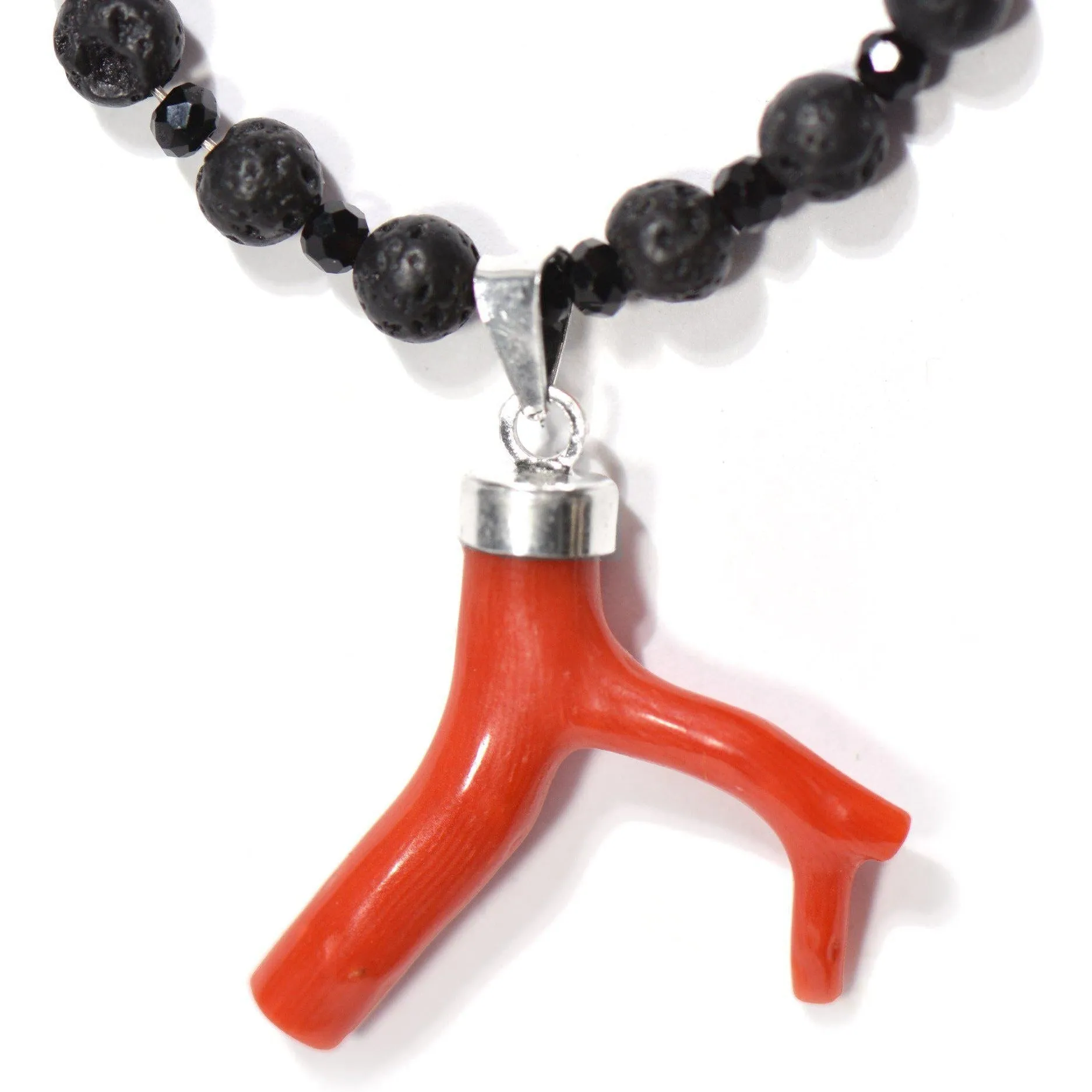 Collana Corallo rosso, Pietra Lavica ed Onice