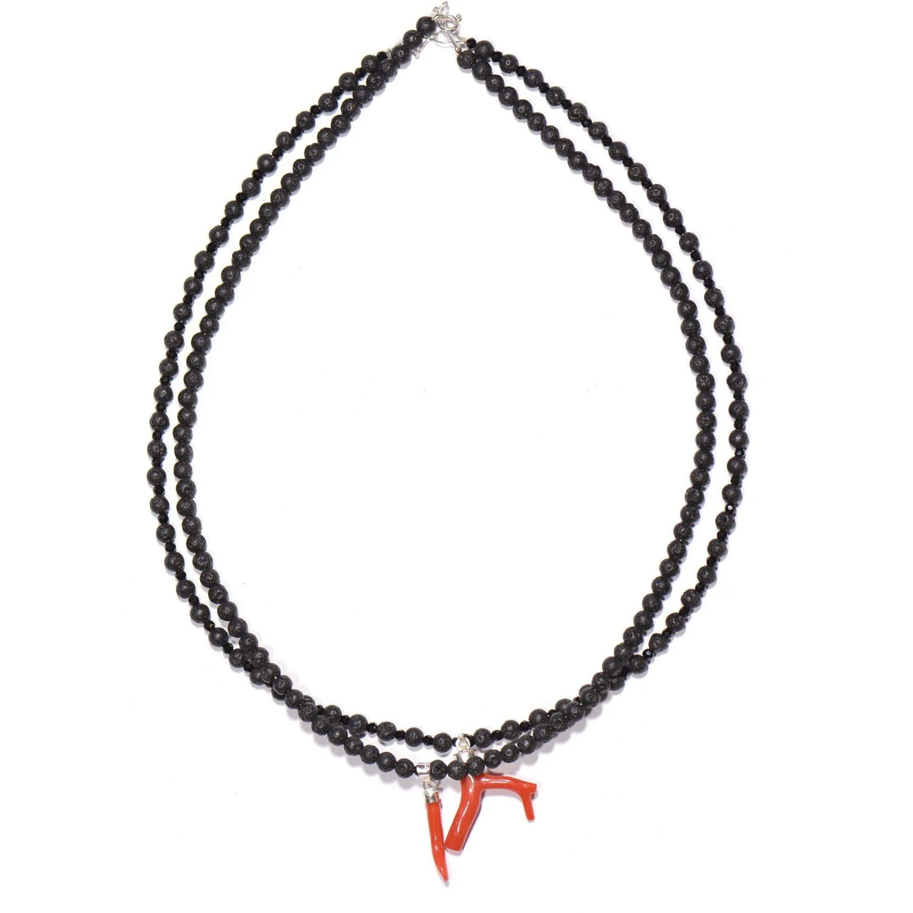Collana Corallo rosso, Pietra Lavica ed Onice