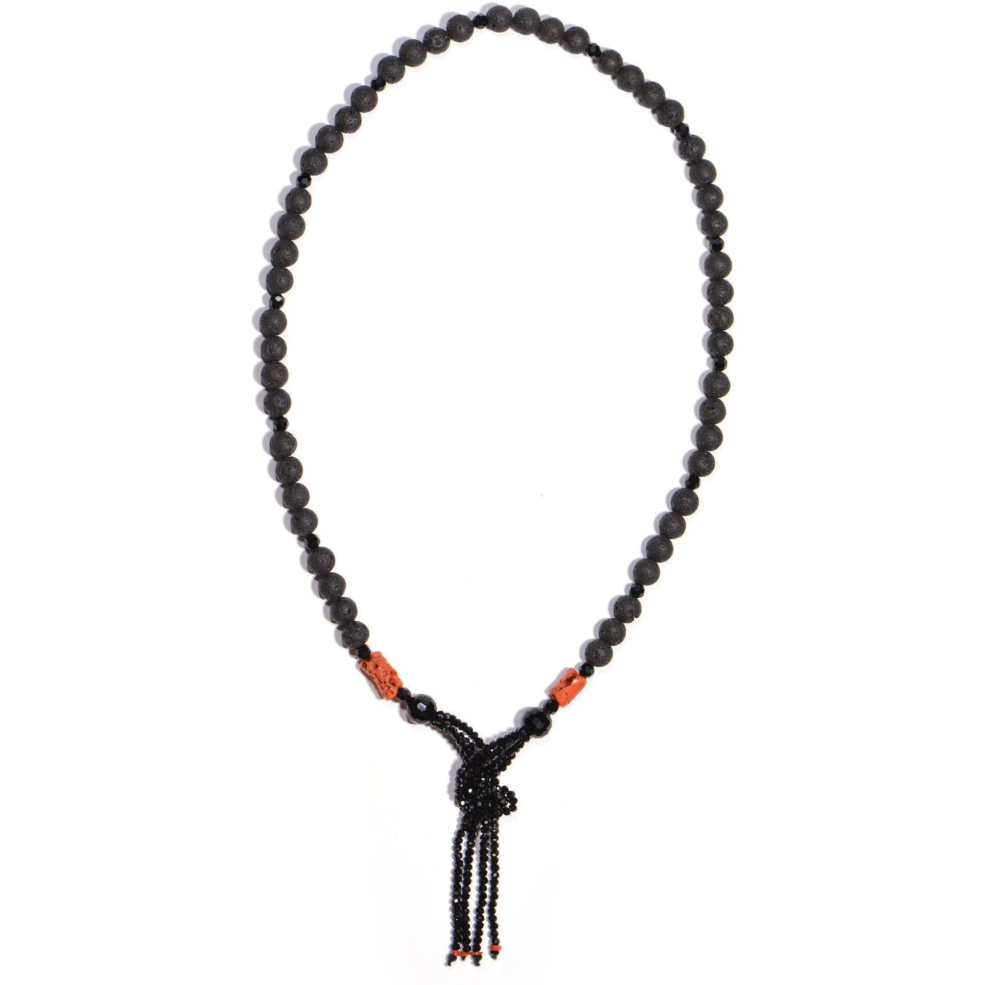 Collana serpente con Pietra Lavica, Onice e Corallo Rosso