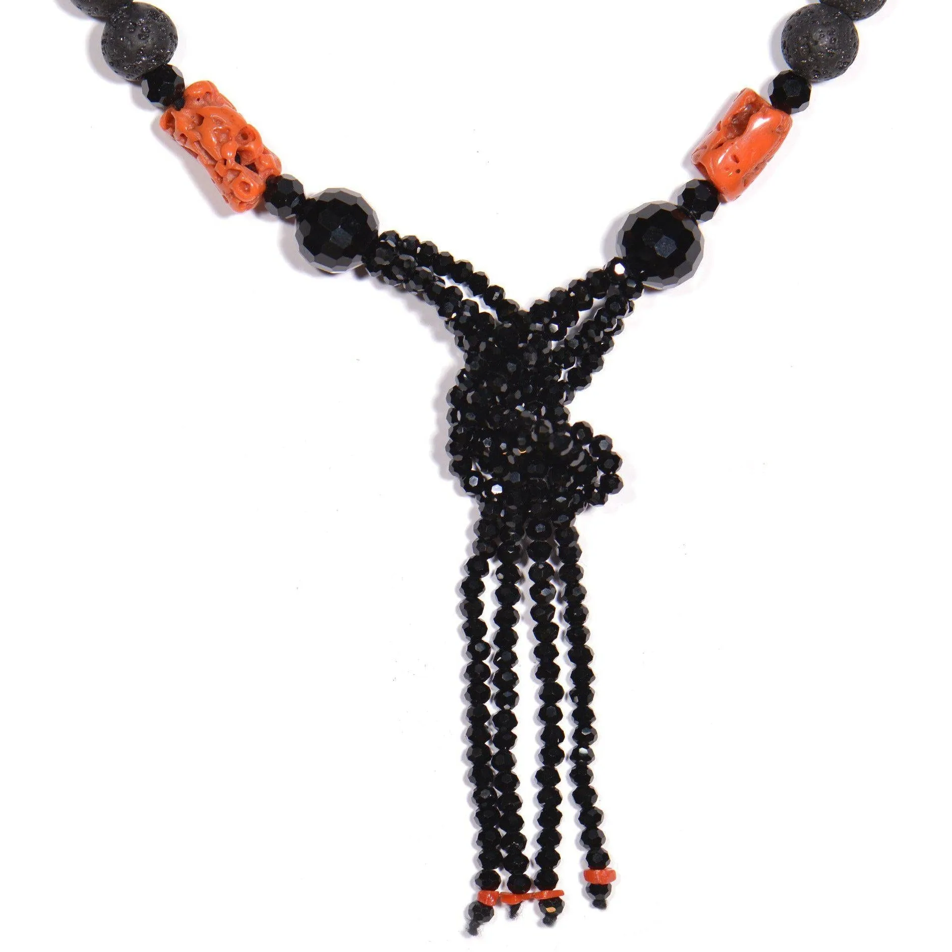 Collana serpente con Pietra Lavica, Onice e Corallo Rosso