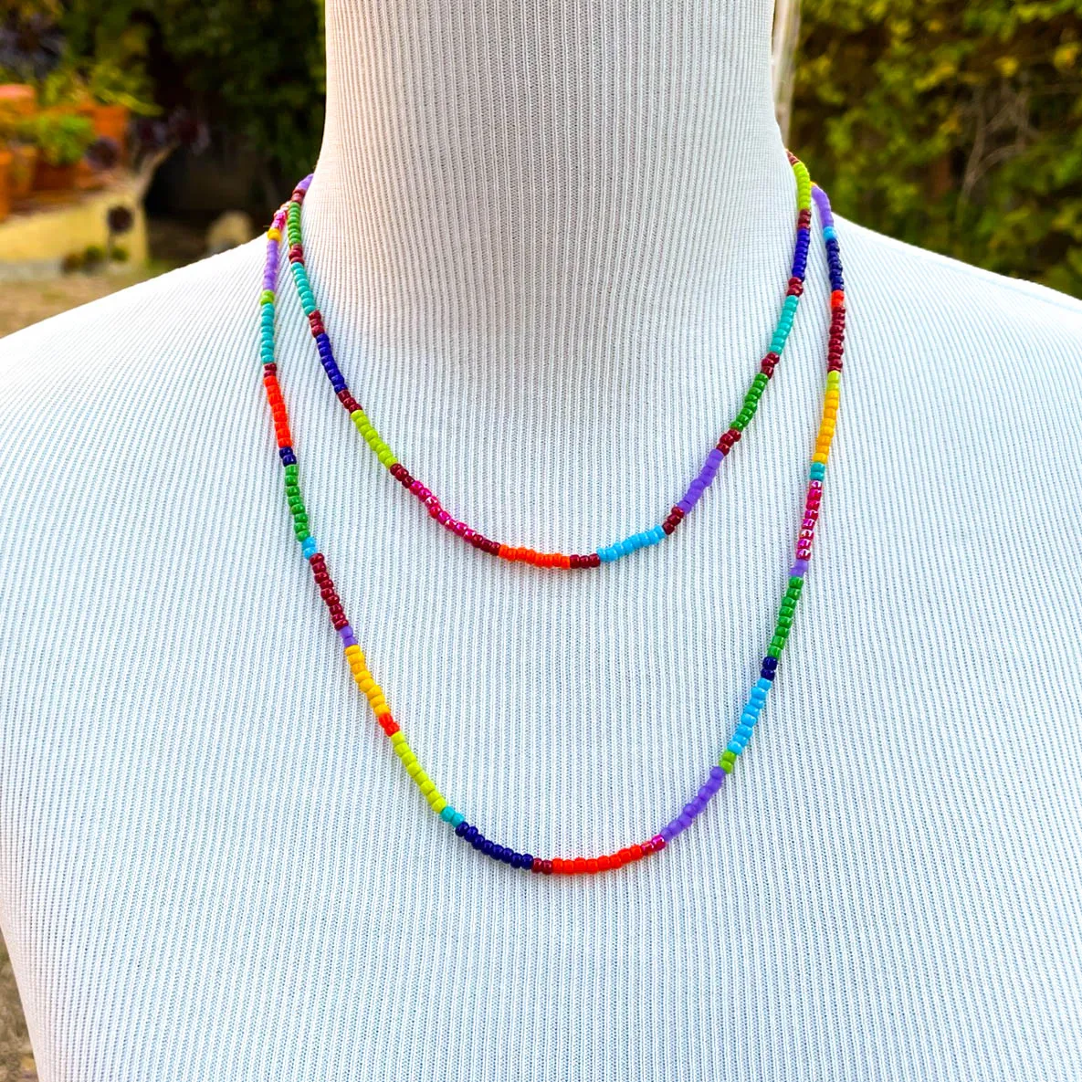 Color-Blocked Beaded Necklaces for layering