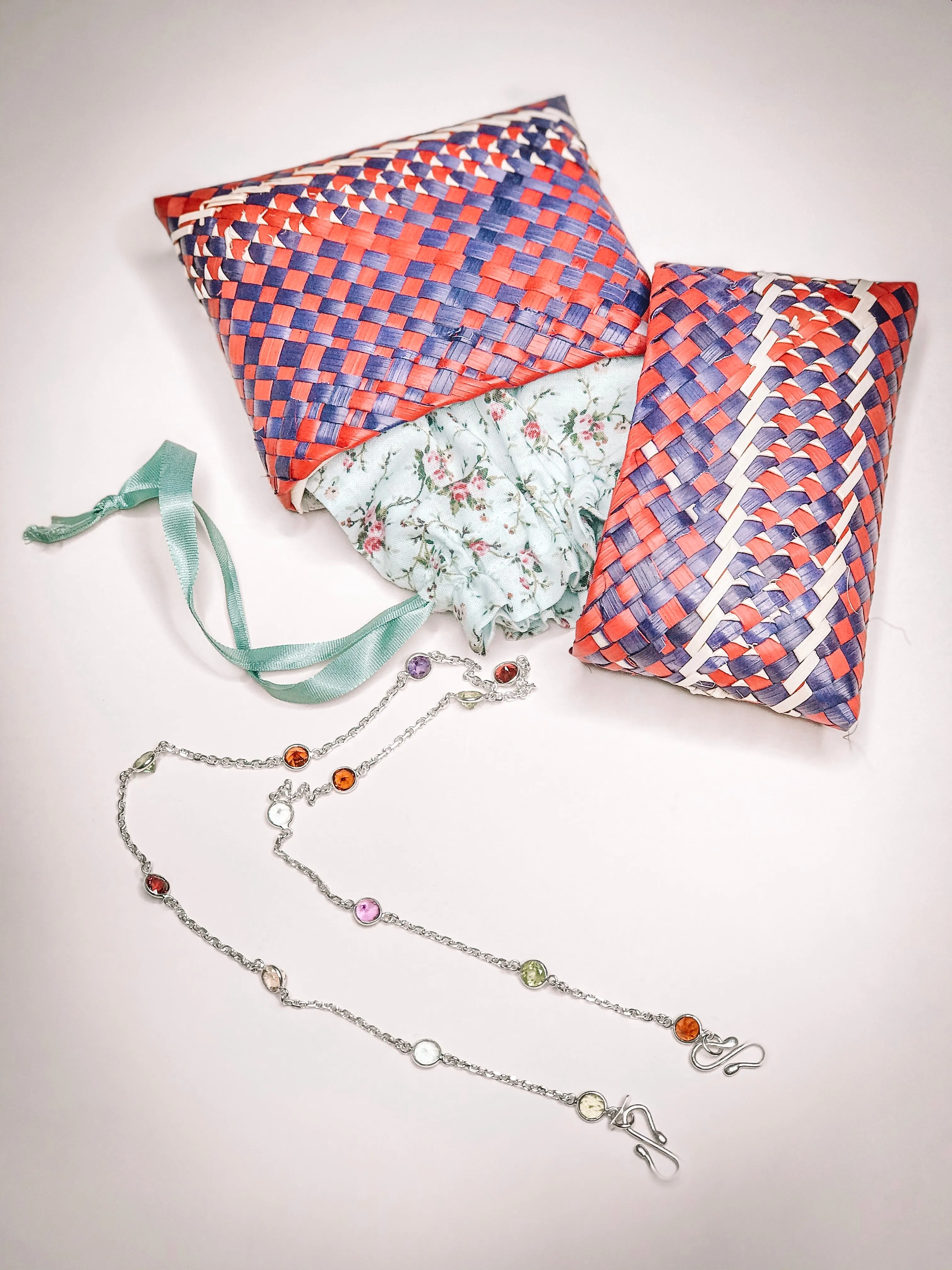 Colored Gemstone Heirloom Mask Necklace, 925 Sterling Silver