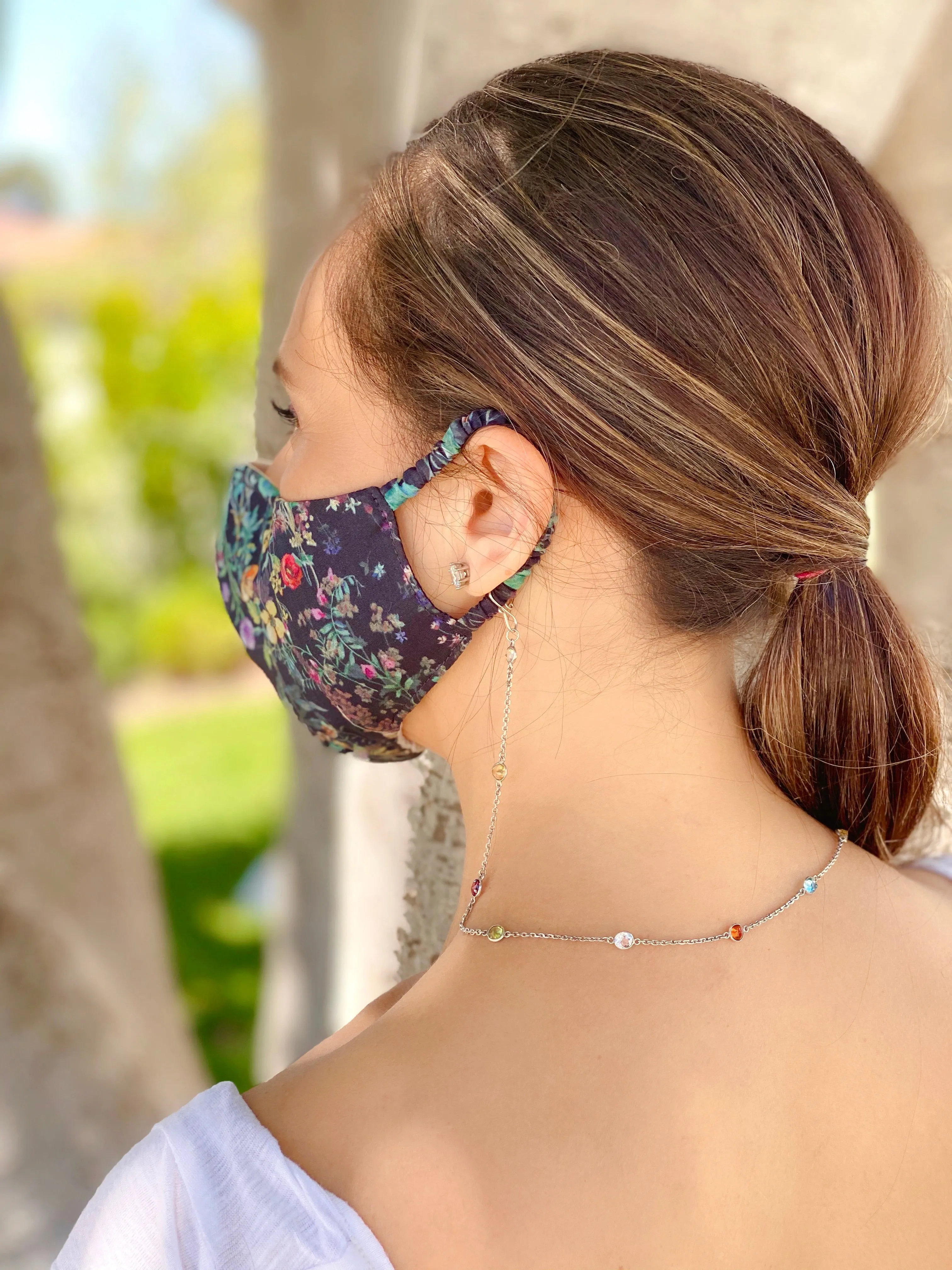 Colored Gemstone Heirloom Mask Necklace, 925 Sterling Silver