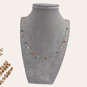 Colorful Beaded Chain Necklace 2 S-0