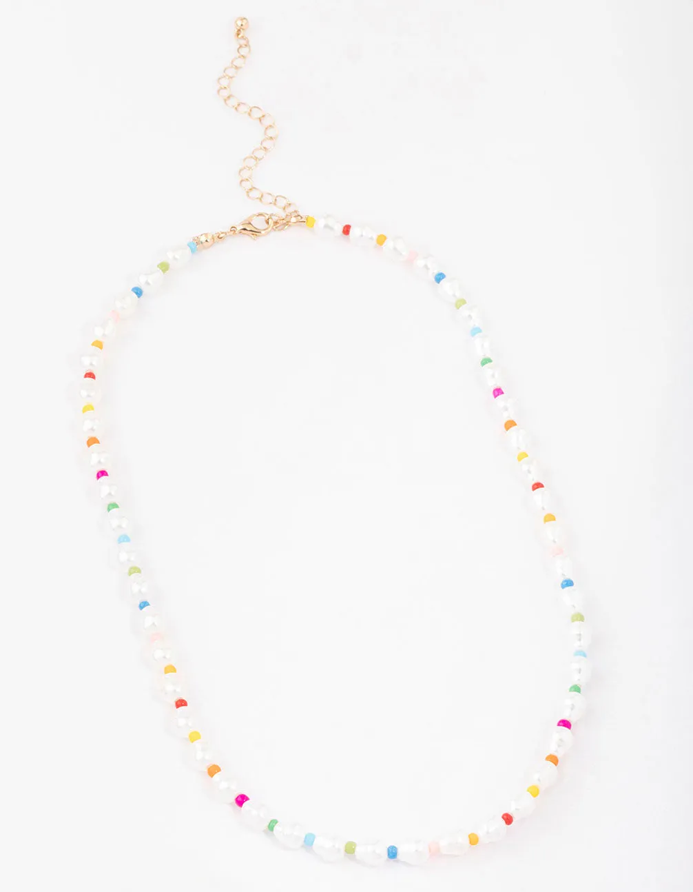 Colourful Beaded Pearl Short Necklace