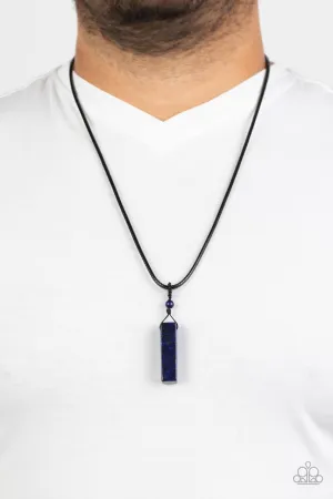 Comes Back ZEN-fold - Blue - Lapis Lazuli Stone Urban Brown Cord Men's Paparazzi Necklace