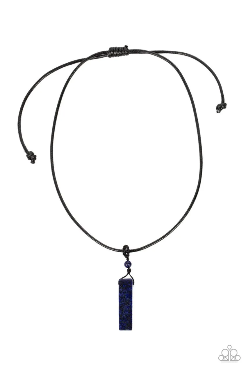 Comes Back ZEN-fold - Blue - Lapis Lazuli Stone Urban Brown Cord Men's Paparazzi Necklace