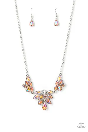 Completely Captivated - Orange - Iridescent Rhinestone Paparazzi Short Necklace