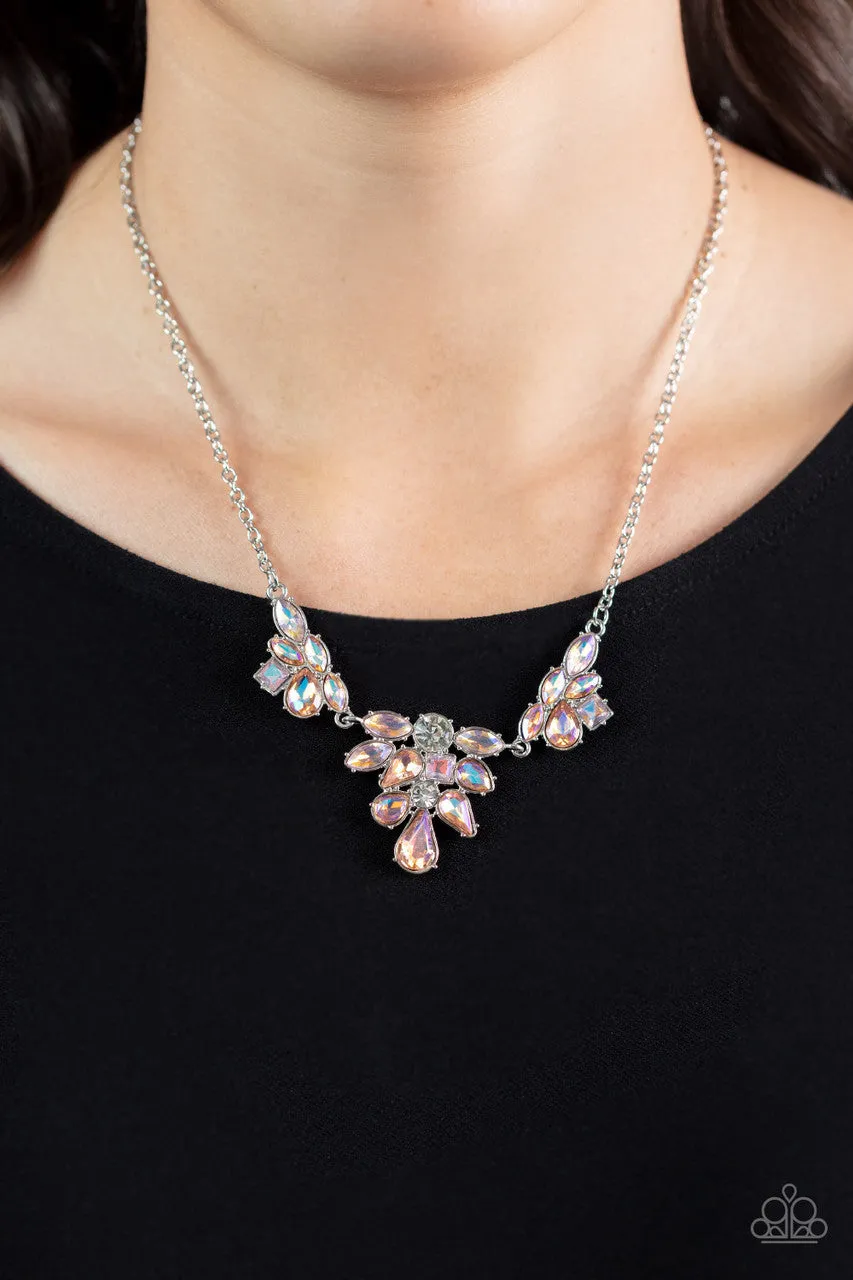 Completely Captivated - Orange - Iridescent Rhinestone Paparazzi Short Necklace